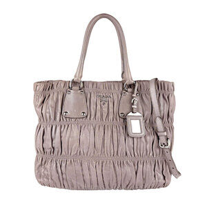 Prada Nappa Gaufre Leather Tote Bag gray versatile 2way handbag gathered